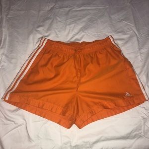 orange adidas shorts